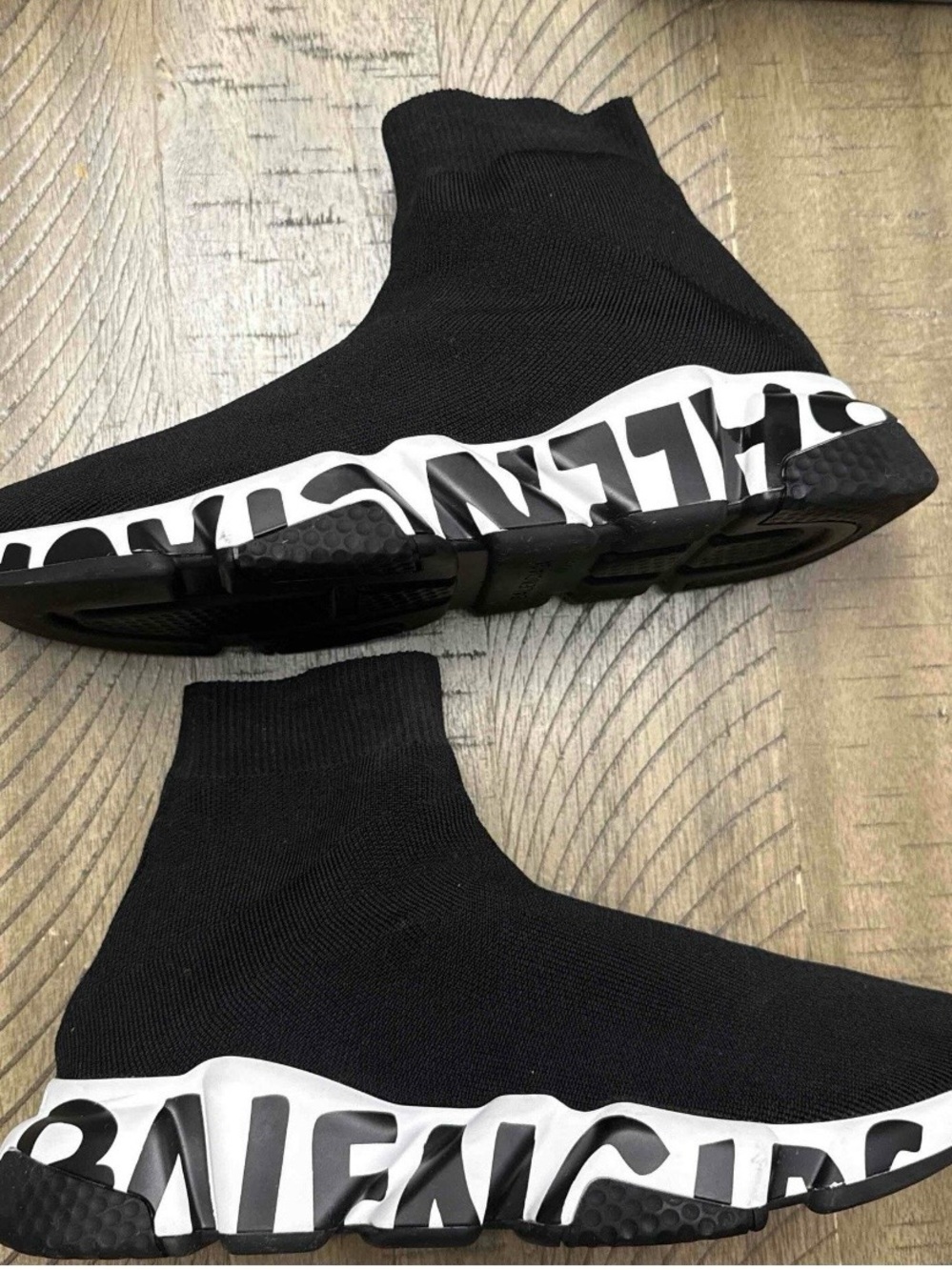 Balenciaga Kids Black and White Sock-Style Sneakers